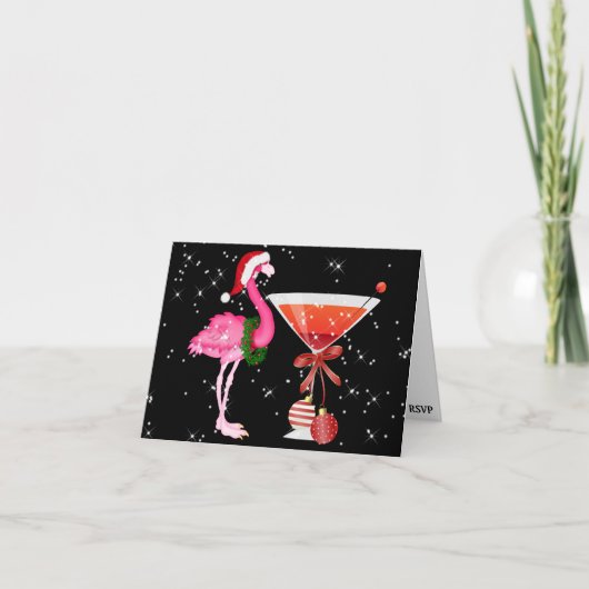 Flamingo-Cocktail-Weihnachtseinladung - SRF Einladung (Vorderseite)