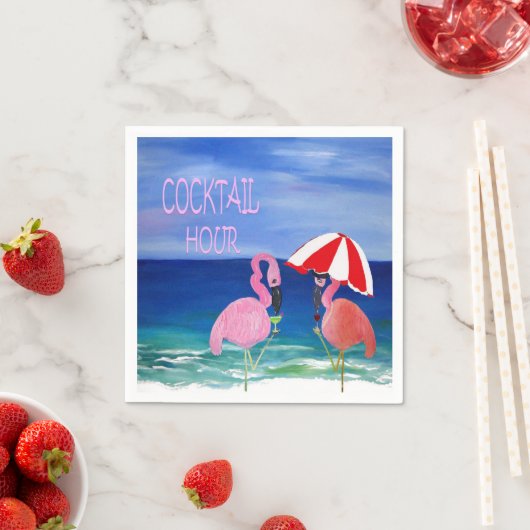 Flamingo Cocktailstunde Strandnapkins. Serviette (Beispiel)