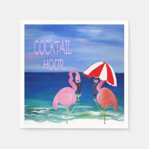 Flamingo Cocktailstunde Strandnapkins. Serviette