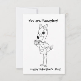 flamingo Coloring card Classroom Valentine Dankeskarte
