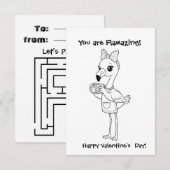 flamingo Coloring  card Classroom Valentine  Dankeskarte (Vorne/Hinten)