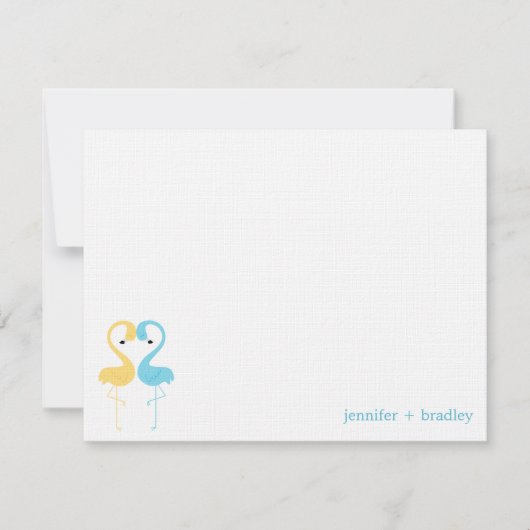 Flamingo Couple Custom Flat Vielen Dank Anmerkunge Einladung (Vorderseite)