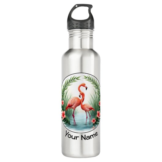 Flamingo Couple Edelstahlflasche (Vorderseite)