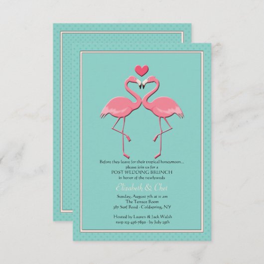 Flamingo Couple Einladung (Vorne/Hinten)