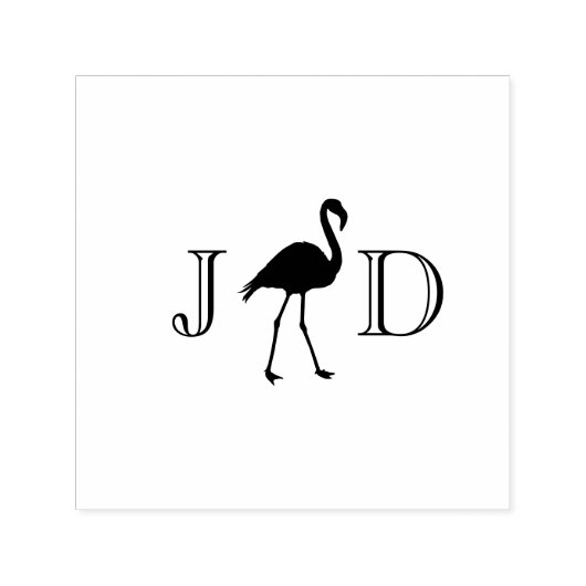 Flamingo Couple Wedding 2 Initial Monogram #2 Permastempel (Design)