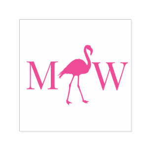 Flamingo Couple Wedding 2 Initial Monogram Permastempel
