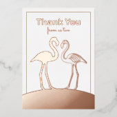 Flamingo Couple Wedding danke Ihnen Flachfolienkar Folieneinladung (Vorderseite)
