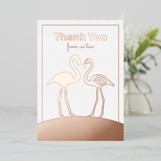Flamingo Couple Wedding danke Ihnen Flachfolienkar Folieneinladung (Stehend vorne)