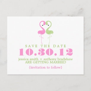 Flamingo Couple Wedding Save the Date Ankündigungspostkarte