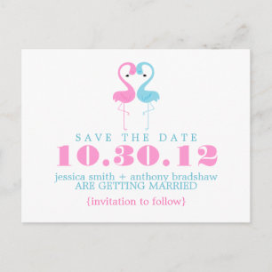 Flamingo Couple Wedding Save the Date Ankündigungspostkarte