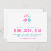 Flamingo Couple Wedding Save the Date Ankündigungspostkarte (Vorne/Hinten)