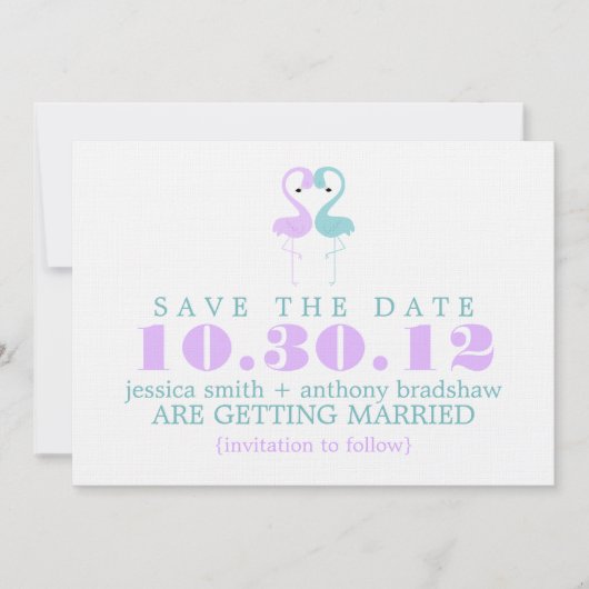 Flamingo Couple Wedding Save the Date Einladung (Vorderseite)