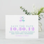 Flamingo Couple Wedding Save the Date Einladung (Stehend Vorderseite)