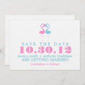Flamingo Couple Wedding Save the Date Einladung (Vorne/Hinten)