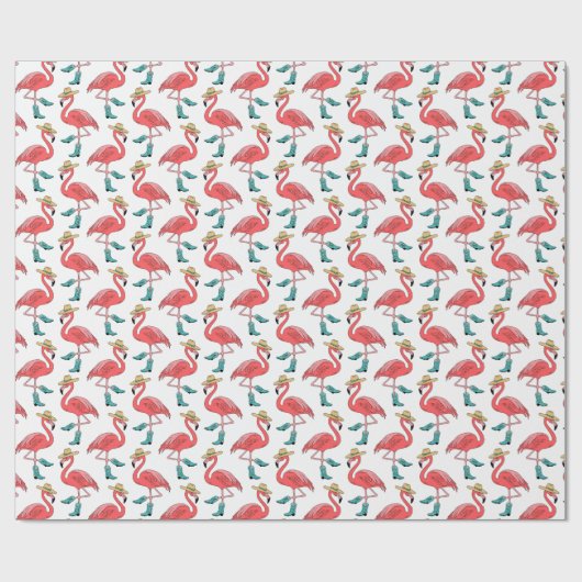 Flamingo Cowboy Boots and Hats Pattern Geschenkpapier (Flach)