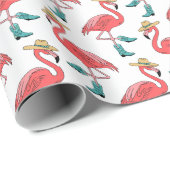 Flamingo Cowboy Boots and Hats Pattern Geschenkpapier (Rolleneckpunkt)
