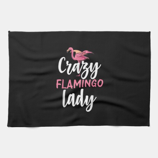 Flamingo - Crazy Flamingo Lady Geschenke Geschirrtuch (Horizontal)