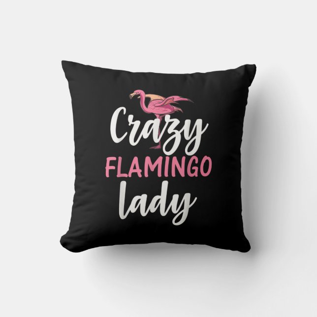 Flamingo - Crazy Flamingo Lady Geschenke Kissen (Vorderseite)