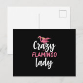 Flamingo - Crazy Flamingo Lady Geschenke Postkarte (Vorne/Hinten)
