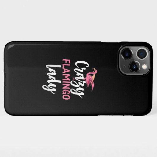 Flamingo - Crazy Flamingo Lady iPhone Hülle (Rückseite (Horizontal))