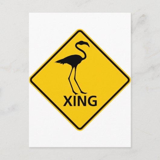 Flamingo Crossing Highway Sign Postkarte (Vorderseite)