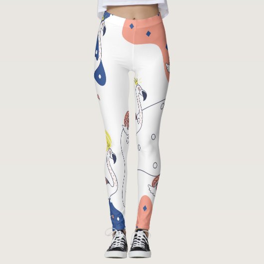 Flamingo Crown: Abstrakt Vintag nahtlos. Leggings (Vorderseite)