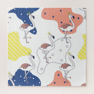 Flamingo Crown: Abstrakt Vintag nahtlos. Puzzle