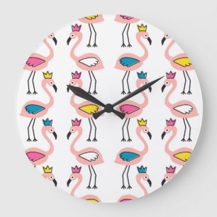 Flamingo Crown: Vintage Kinder Große Wanduhr