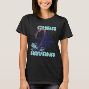 Flamingo Cuba Havana Palmen Urlaub Ozean T-Shirt