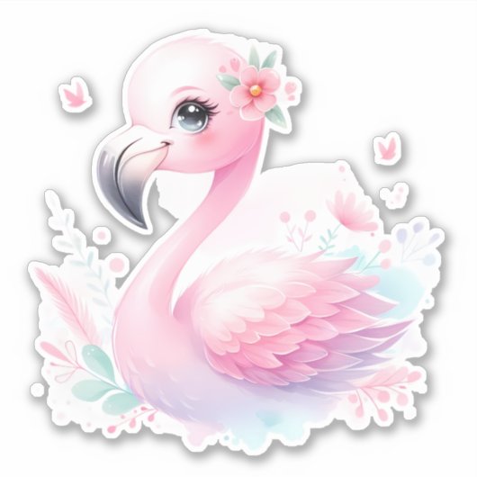 Flamingo Custom Cut Scrapbooking Sticker (Vorderseite)