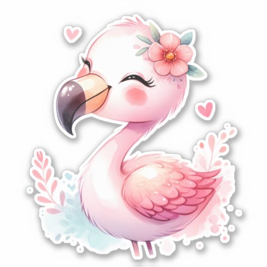 Flamingo Custom Cut Scrapbooking Sticker (Vorderseite)