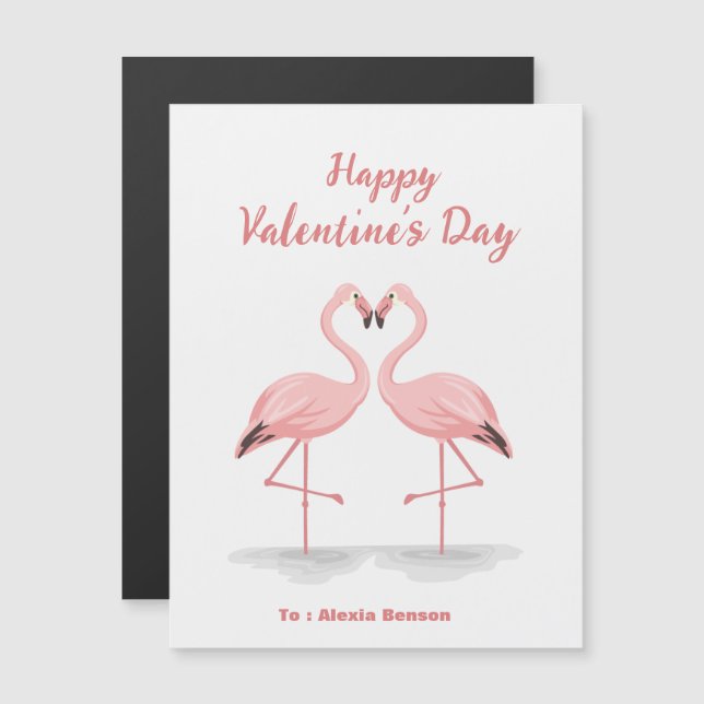 Flamingo Custom Valentine Magnetic Card Magnetkarte (Vorne/Hinten)