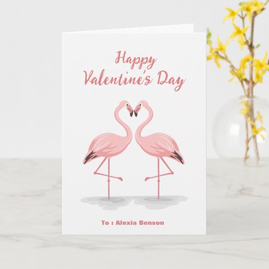 Flamingo Custom Valentine's Card Karte (Gelbe Blume)