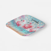 Flamingo Dance and Birthday Celebration Party Pappteller (Gewinkelt)