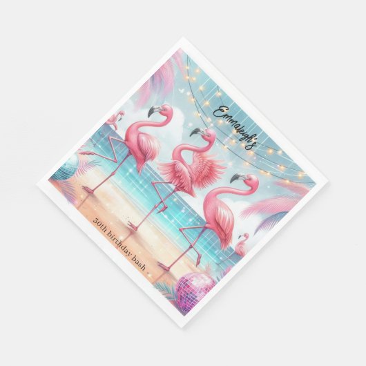 Flamingo Dance and Birthday Celebration Party Serviette (Ecke)