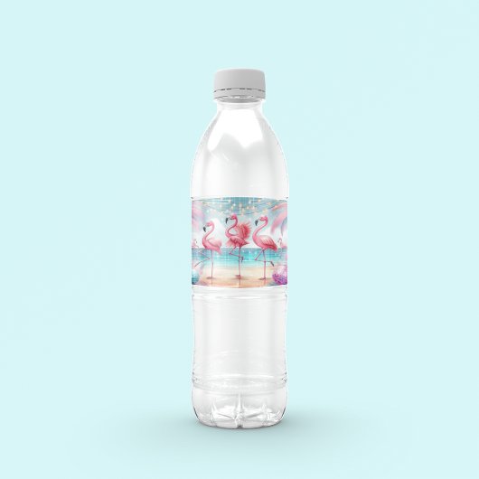Flamingo Dance and Birthday Celebration Party Wasserflaschenetikett