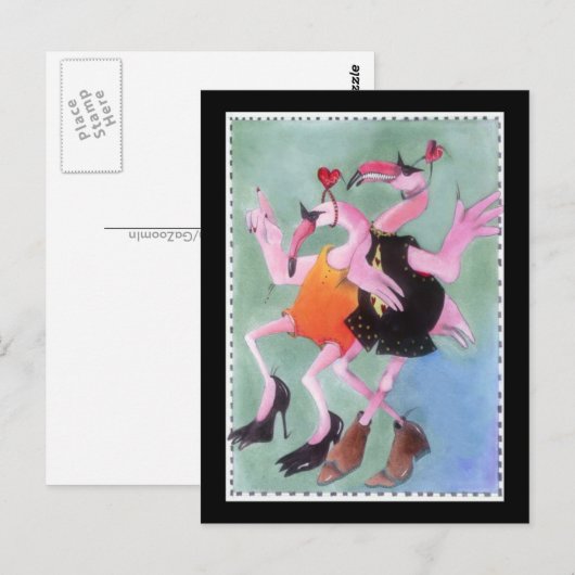 Flamingo Dance Postkarte (Vorne/Hinten)