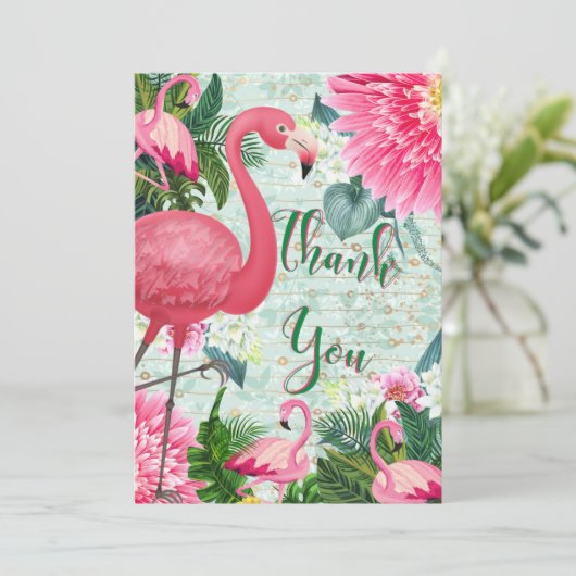 Flamingo Danke-Karte Einladung (Stehend Vorderseite)