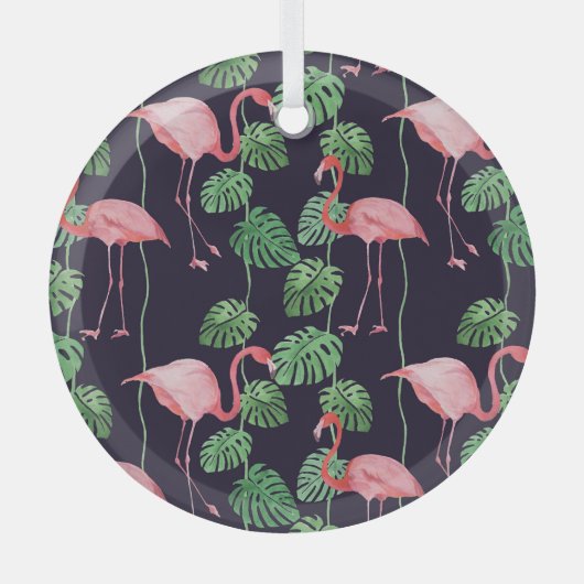 Flamingo Dark: Kleines Aquarellmuster. Ornament Aus Glas (Vorderseite)