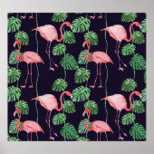 Flamingo Dark: Kleines Aquarellmuster. Poster (Vorne)