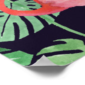 Flamingo Dark: Kleines Aquarellmuster. Poster (Ecke)