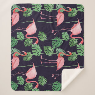 Flamingo Dark: Kleines Aquarellmuster. Sherpadecke