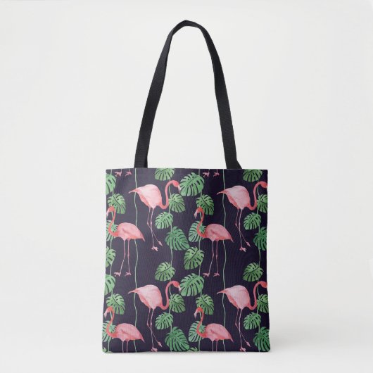 Flamingo Dark: Kleines Aquarellmuster. Tasche (Vorderseite)