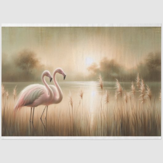 Flamingo Decoupage Tissue-Papier Seidenpapier (Vorderseite)