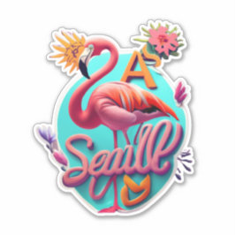 Flamingo Dekorieren mit lebhaften Stickern Aufkleber