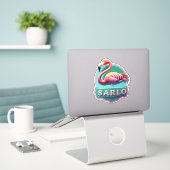 Flamingo Dekorieren mit lebhaften Stickern Aufkleber (Laptop auf Schreibtisch)