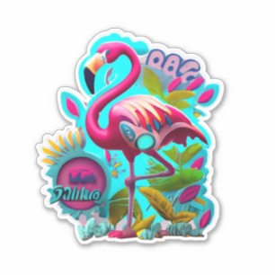 Flamingo Dekorieren mit lebhaften Stickern Aufkleber