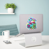 Flamingo Dekorieren mit lebhaften Stickern Aufkleber (Laptop auf Schreibtisch)