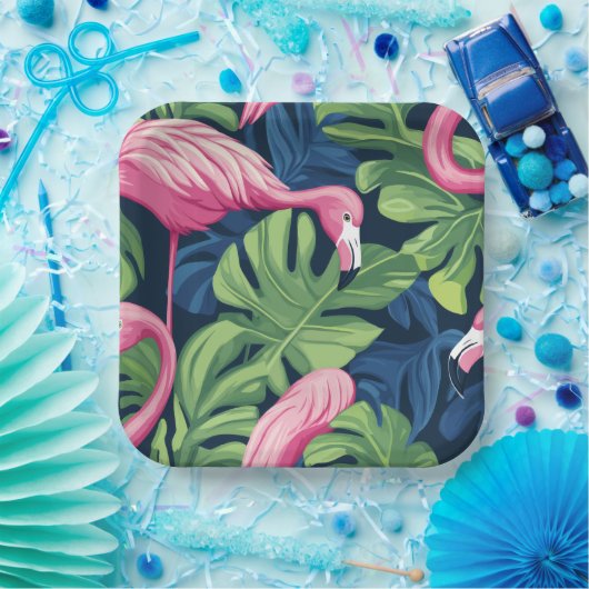 Flamingo Delight Paper Plate Pappteller (Party)
