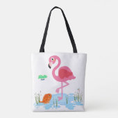 Flamingo, der einen Fisch in einem Teich serviert Tasche (Rückseite)